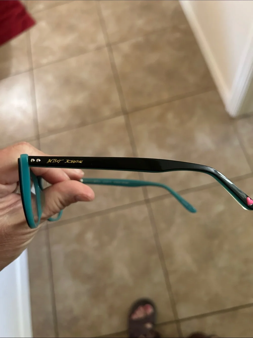 Betsey Johnson Black and Teal Cat-Eye Women's Glasses